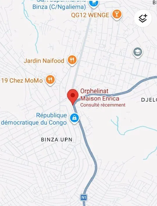 Plan de localisation de la Maison Enrica à Limete, Kinshasa